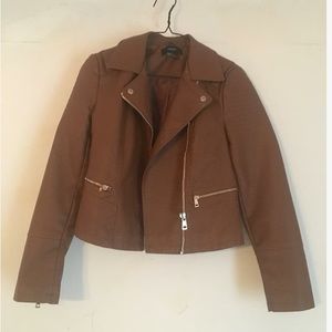 Zip up leather jacket